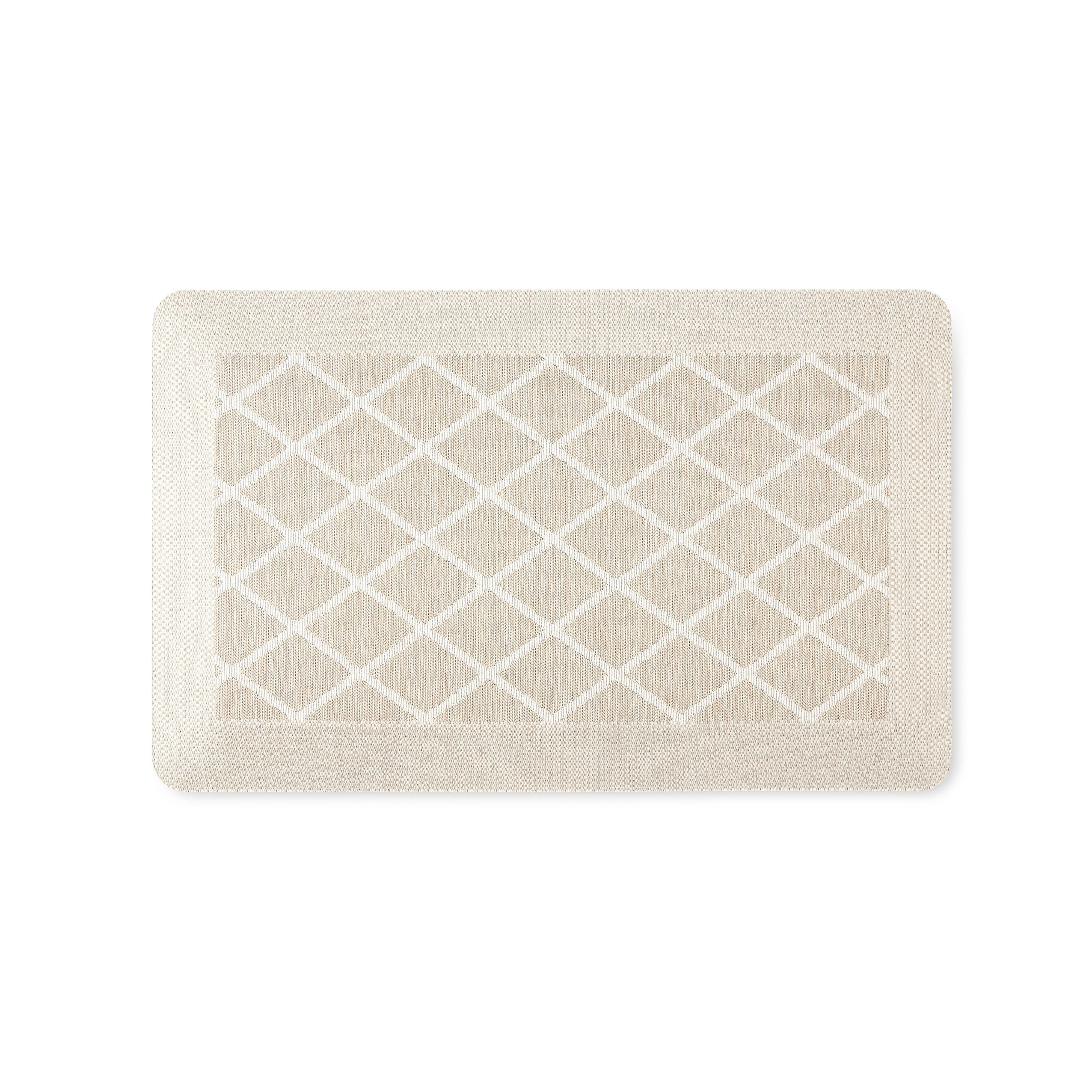 Martha Stewart Miles Modern Diamond Anti-Fatigue Air-Infused Kitchen Mat, Beige, 19.6