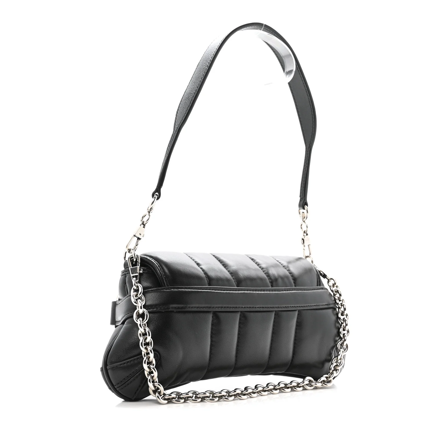 Nappa Vertical Matelasse Small Maxi Horsebit Chain Shoulder Bag Black