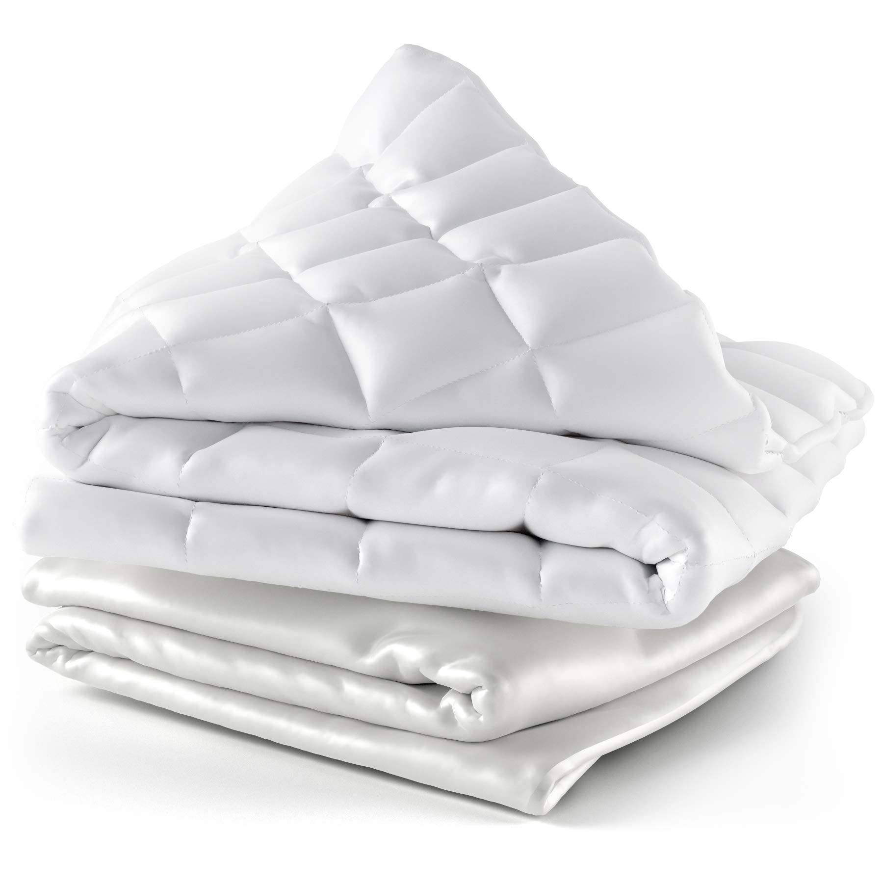 Cosy House Collection Weighted Blanket & 100% Bamboo Removable Cover, Size: 60 x 80 - 15 lbs, White