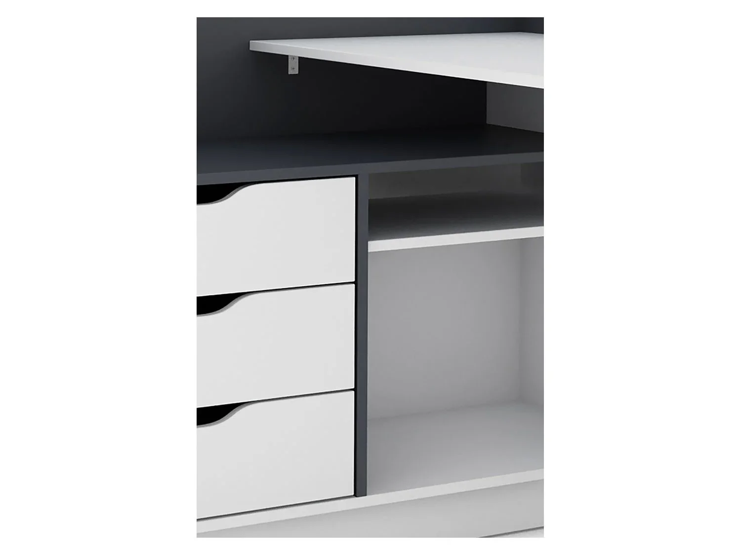 byLIVING Bureau d'angle Belfast avec compartiments, 129 x 105 x 83 cm