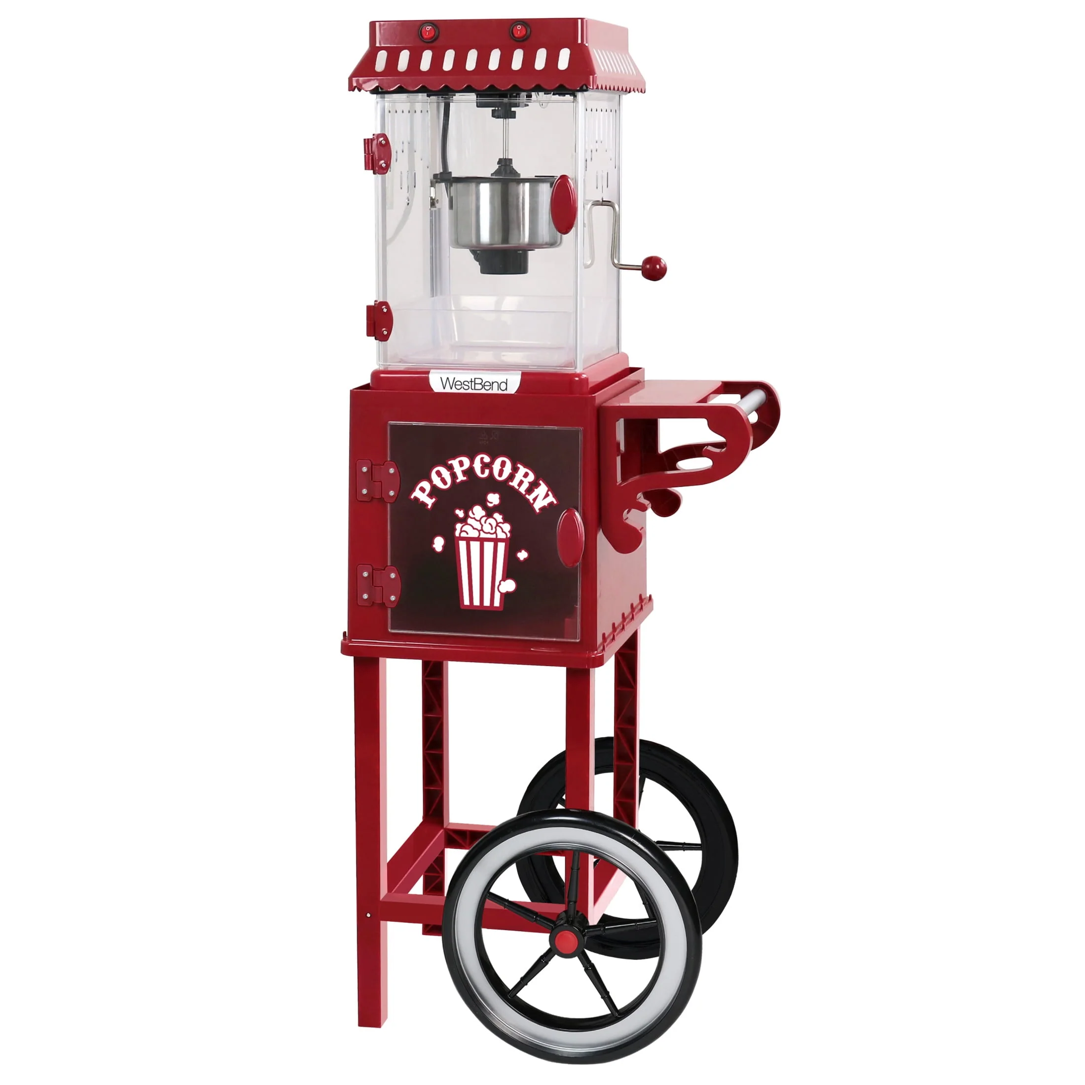 West Bend Popcorn Machine and Cart, 10 - Cup Capacity, in Red (PCMC20RD13), 14.35 lb., New