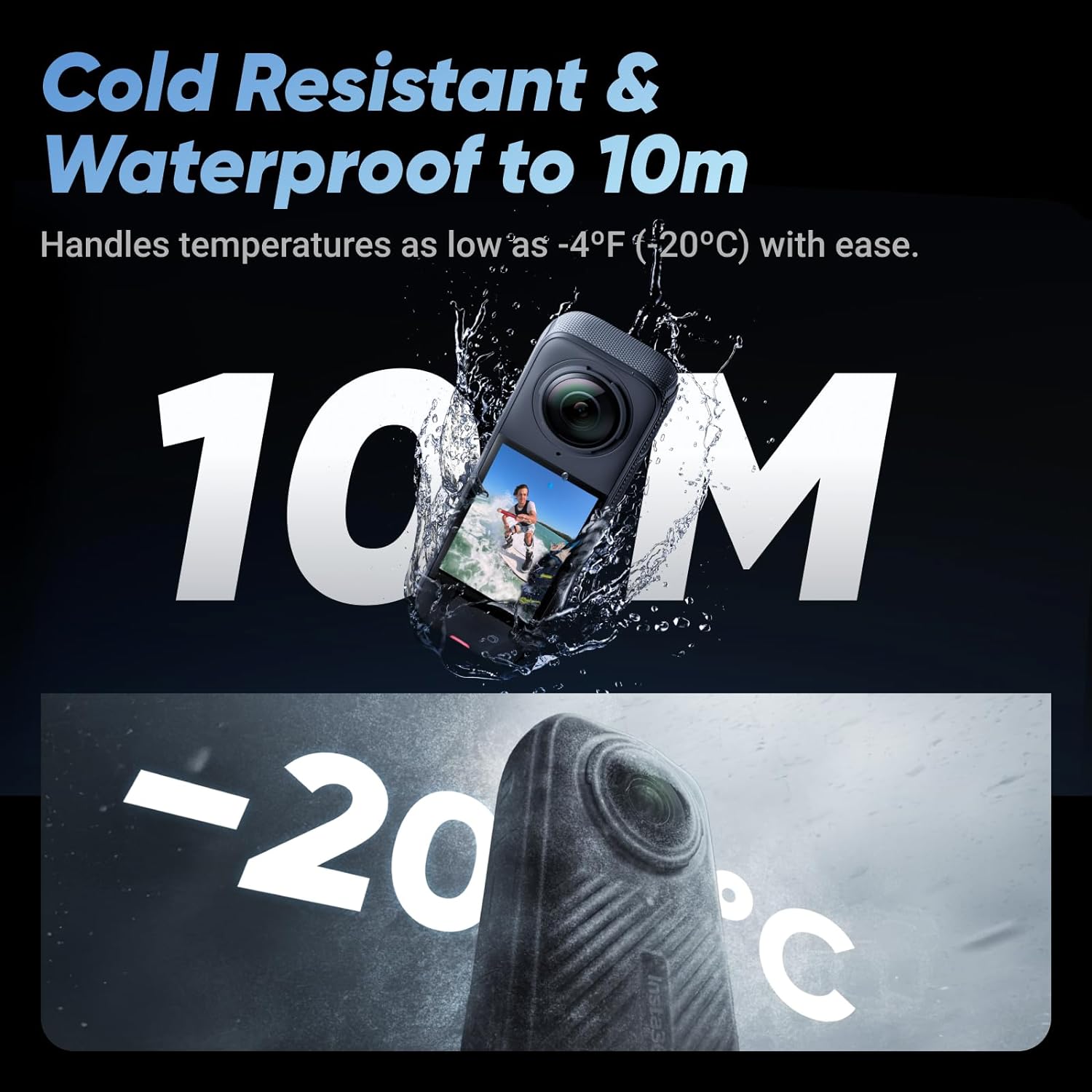 Insta360 X4 Standard Bundle - Waterproof 8K 360 Action Camera  4K Wide-Angle Video  Invisible Selfie Stick Effect  Removable Lens Guards  135 Min Battery Life  AI Editing  Stabilization