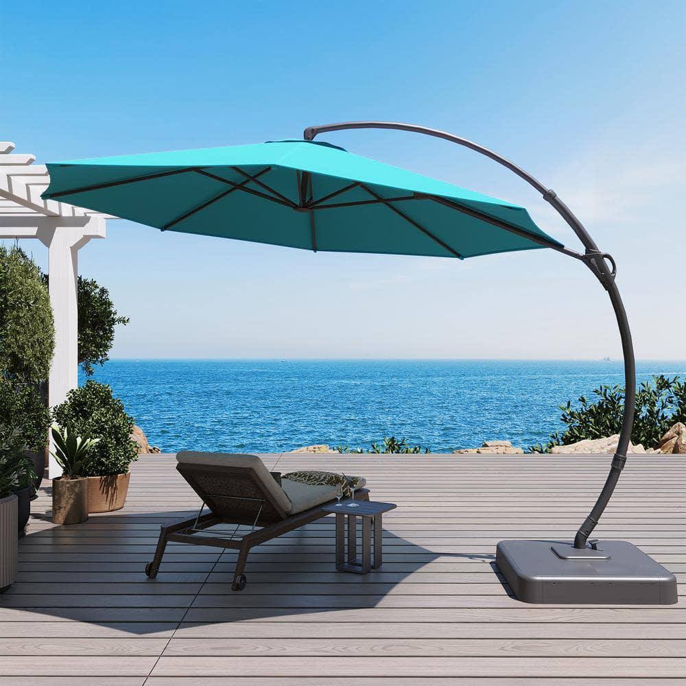 11 ft. Aluminum Cantilever Patio Umbrella in Turquoise Blue