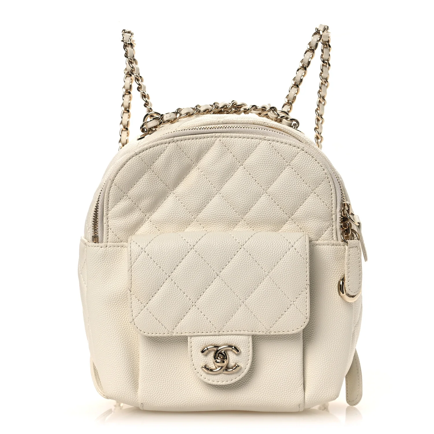 Caviar Quilted Small CC Day Backpack White