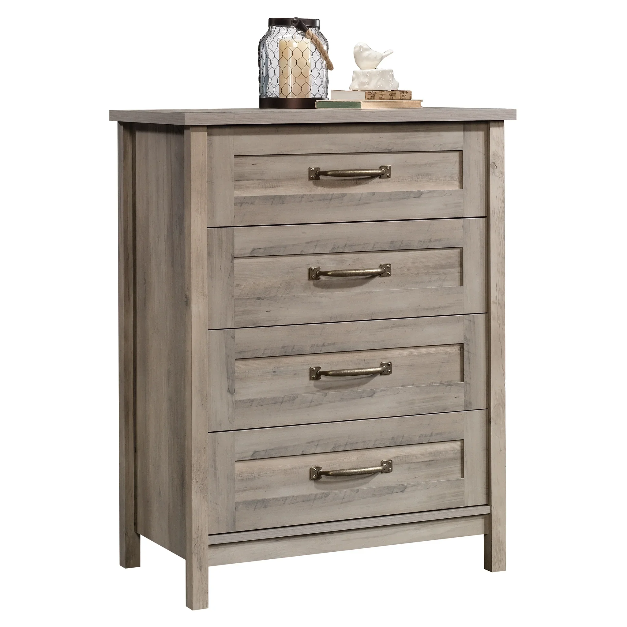 Better Homes & Gardens Modern Farmhouse 4-Drawer Dresser, Rustic White Finish