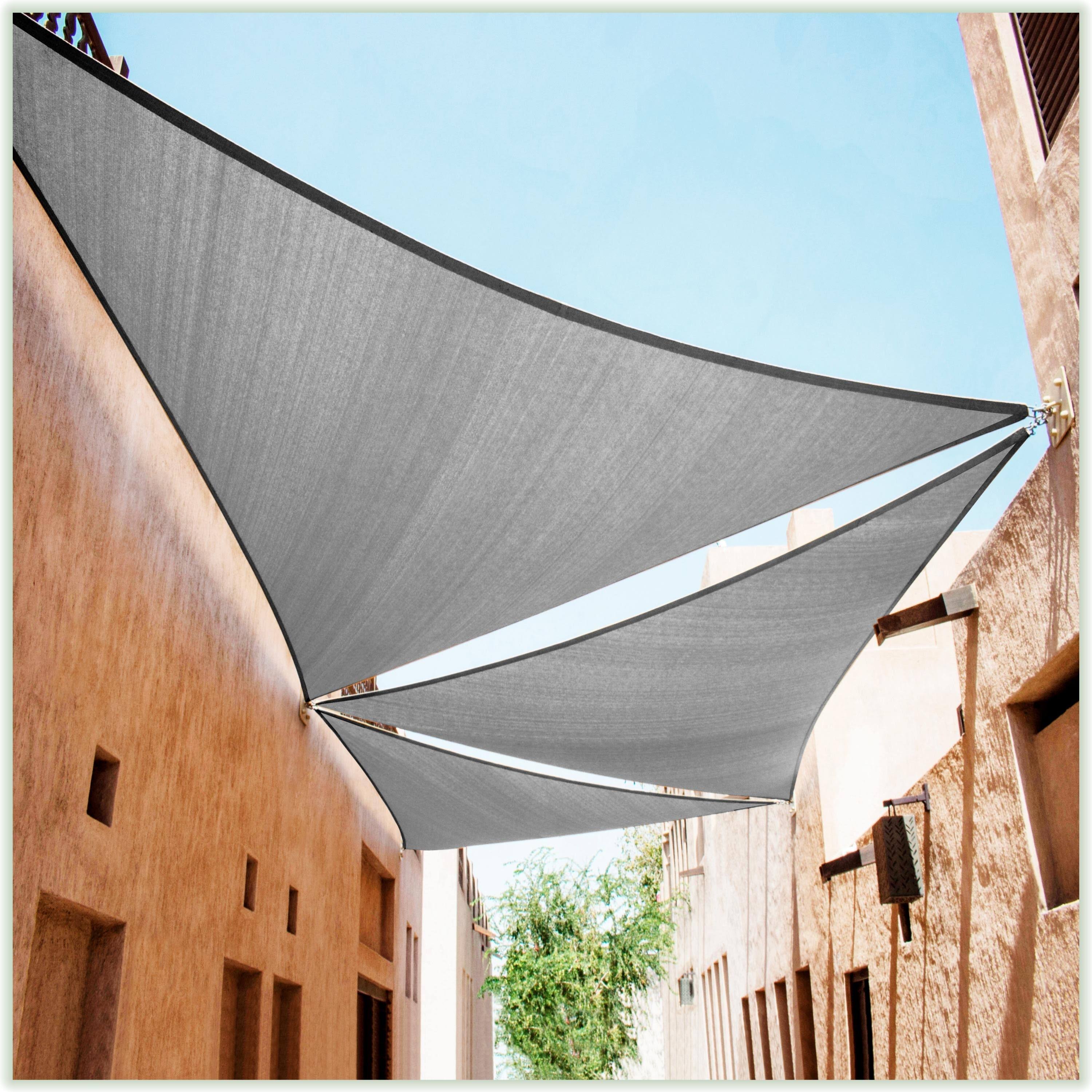 ColourTree 10 ft. x 10 ft. x 14.1 ft. 190 GSM Grey Right Triangle Sun Shade Sail Screen Canopy, Outdoor Patio and Pergola Cover