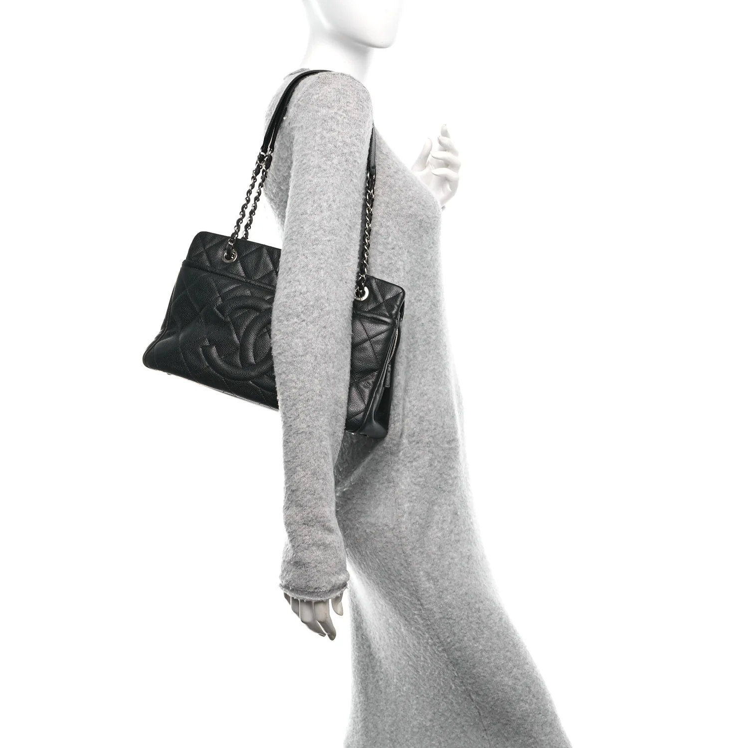 Caviar Quilted Timeless CC Soft Tote Black