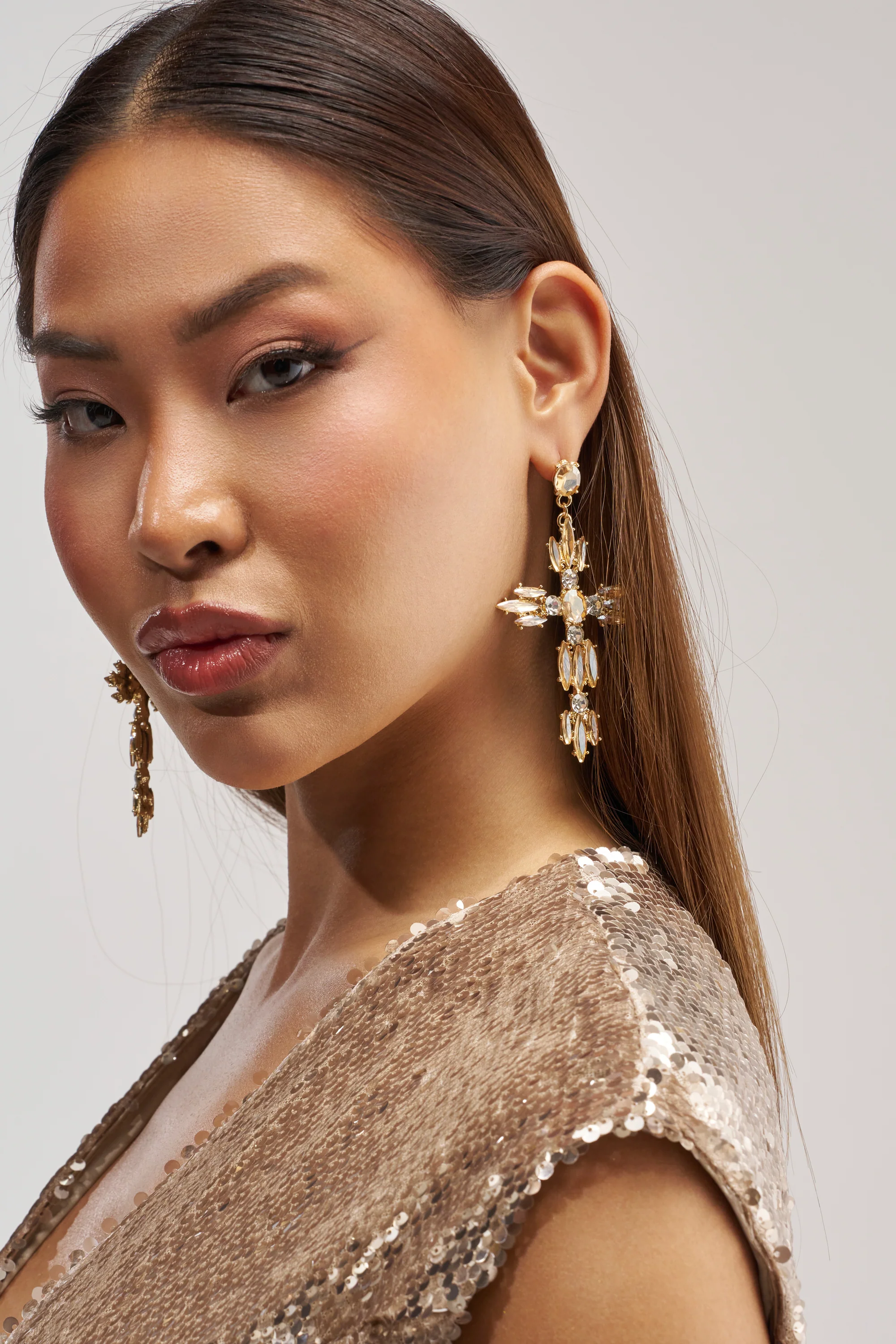 GOLD RUSH CROSS EARRINGS - Akira Store