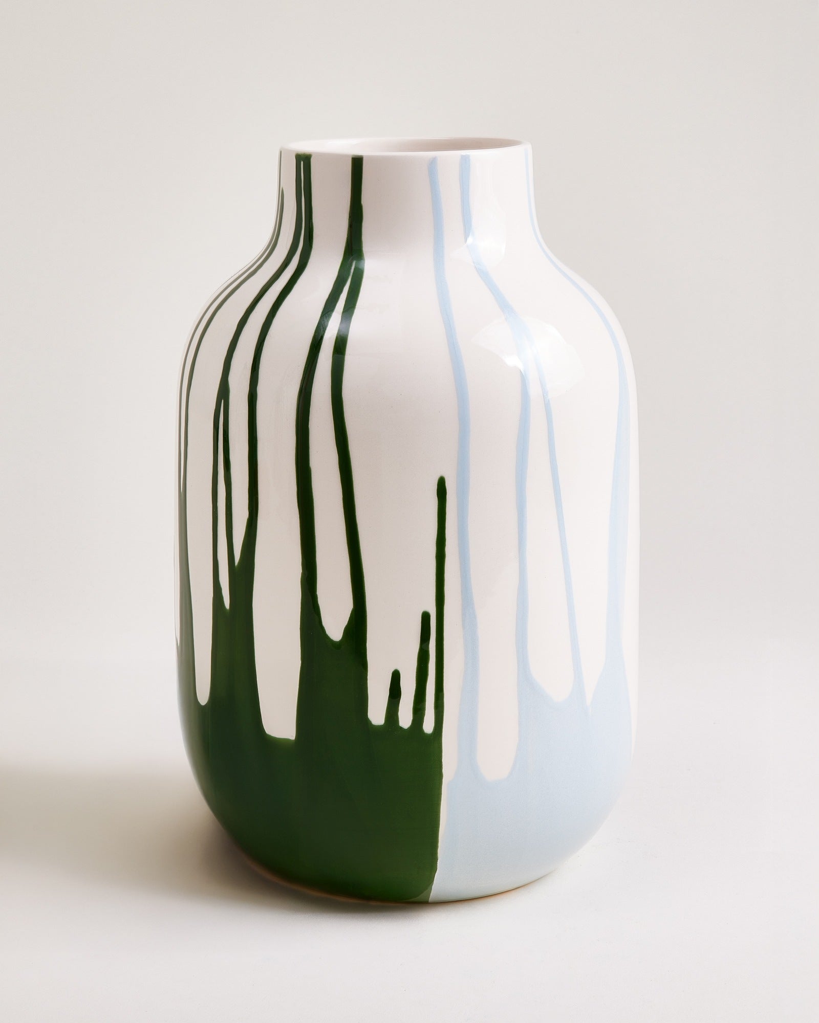 NUNO - VASE L DRIP DARK GREEN LIGHT BLUE
