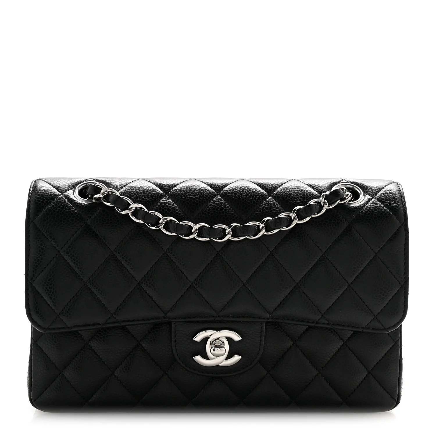 Caviar Quilted Small Double Flap Black