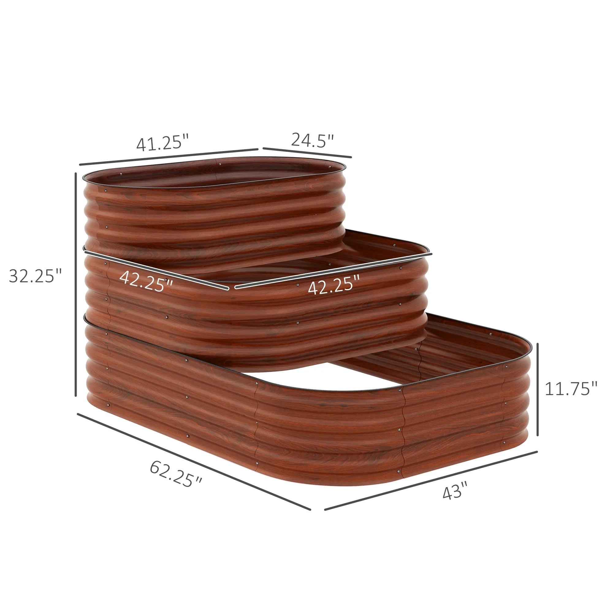 Outsunny 3-Tier Raised Garden Bed 62.25 x 43 x 32.25 Planter Set, Green