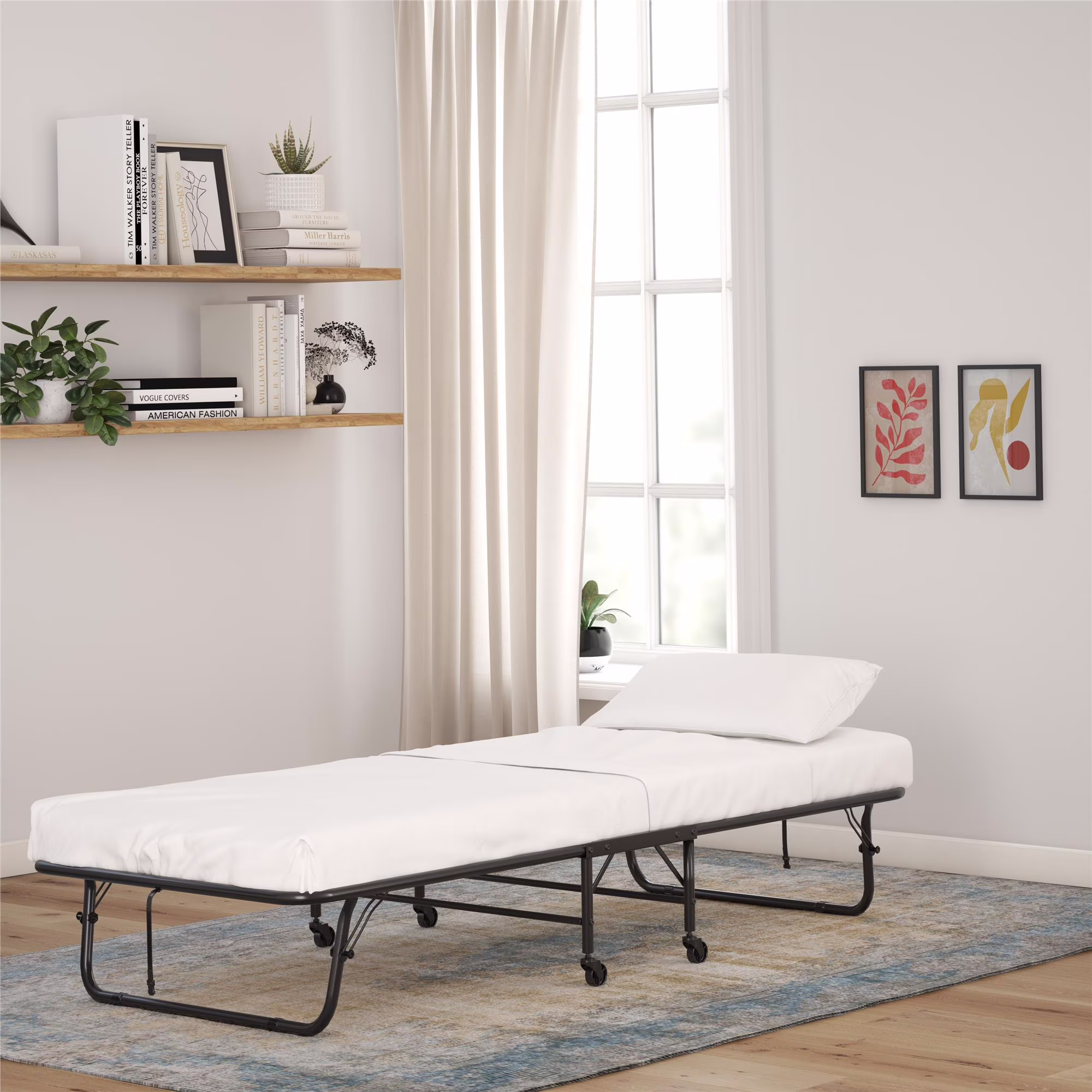 Folding Rollaway Guest Bed with 5" Mattress, Twin(5" Mattress)
