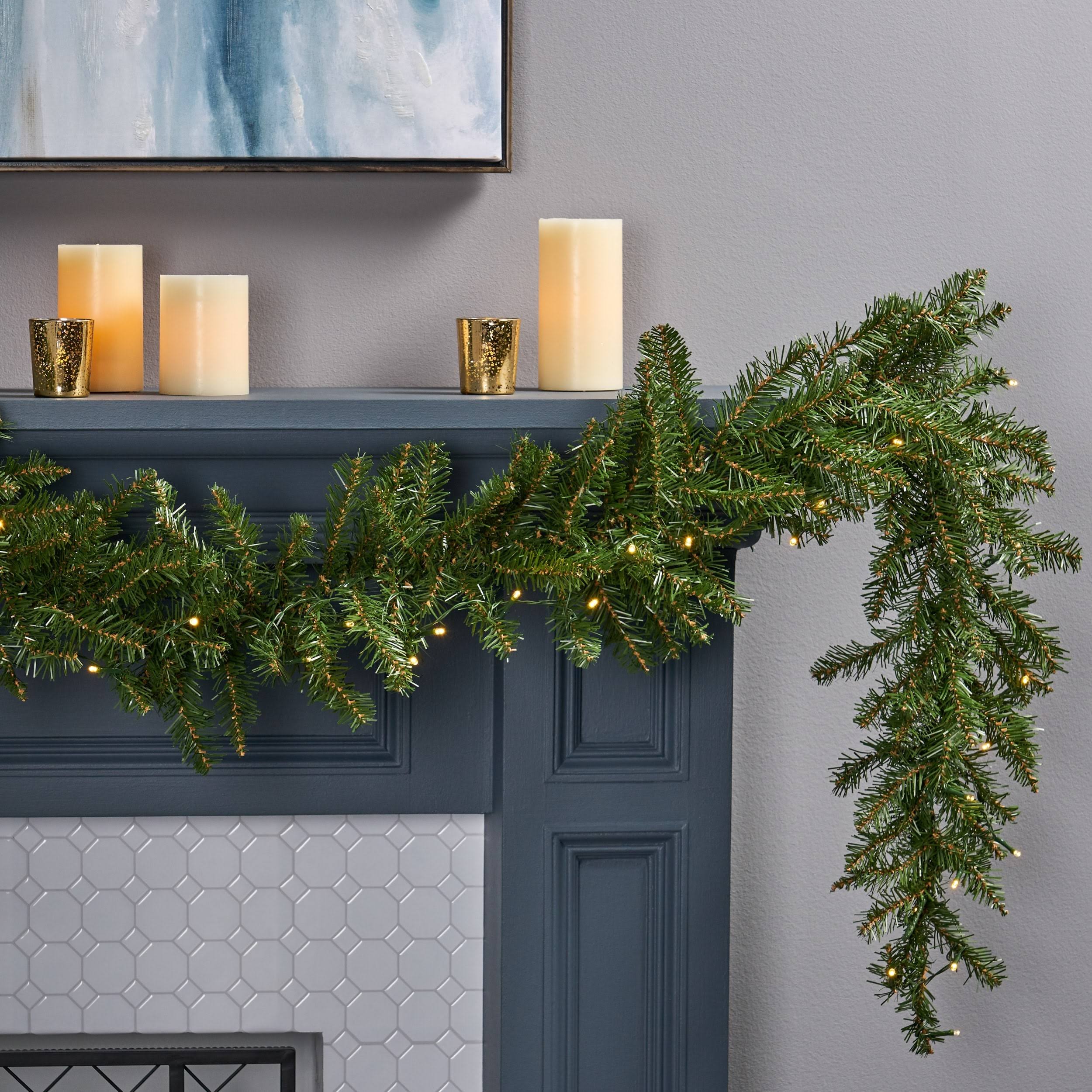 9-Foot Fraser Fir Pre-Lit LED Garland by Christopher Knight Home - LED - Clear