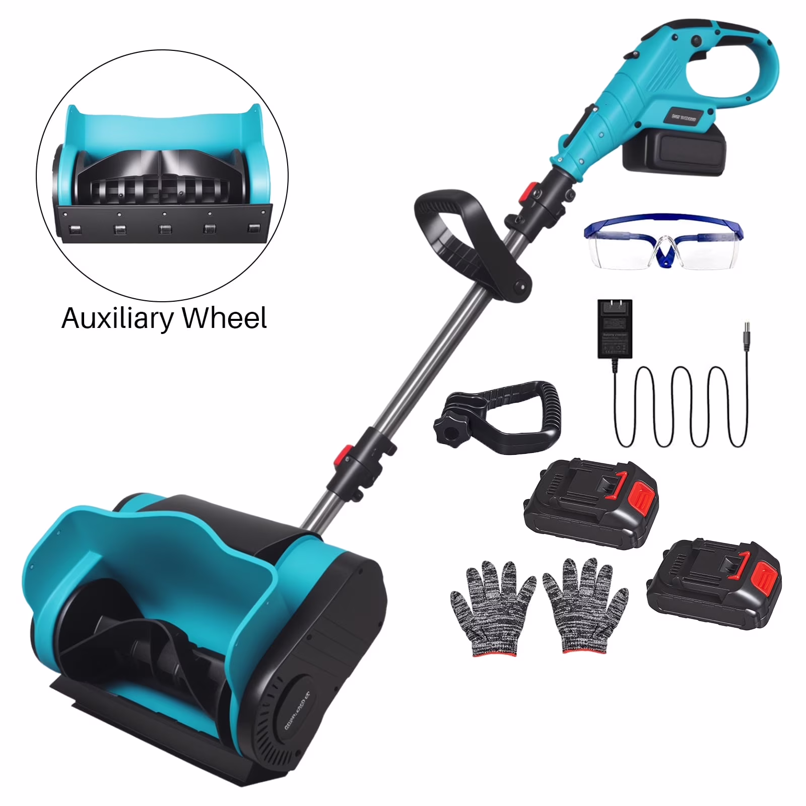 Electric Snow Blower, 20V 12 Inch with Auxiliary Wheel Cordless Snow Thrower Adjustable Auxiliary Handle Snow Shovel