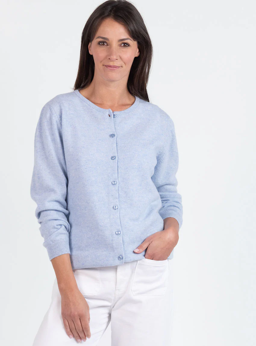 Cardigan femme en cachemire bleu chambray