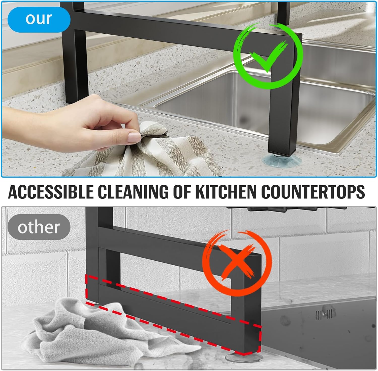 SNSLXH 4 Baskets 2-Tier Over The Sink Dish Drying Rack, 26.57
