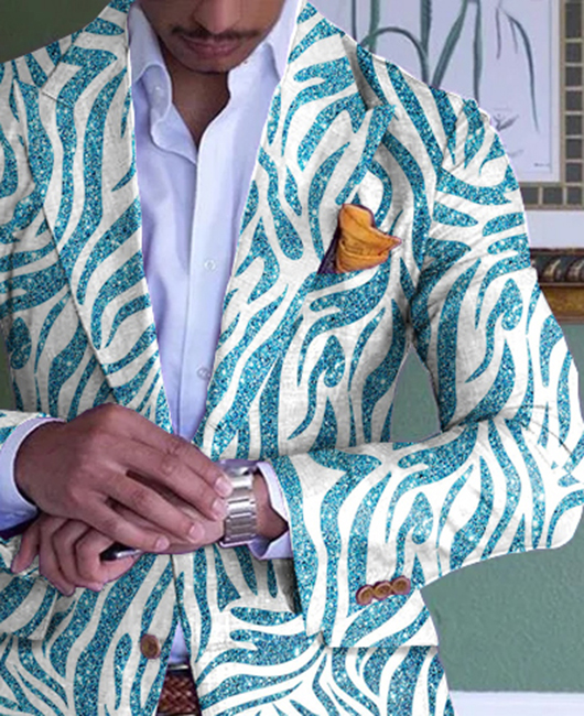 Blazer à motif intégral tendance, col à revers et simple boutonnage