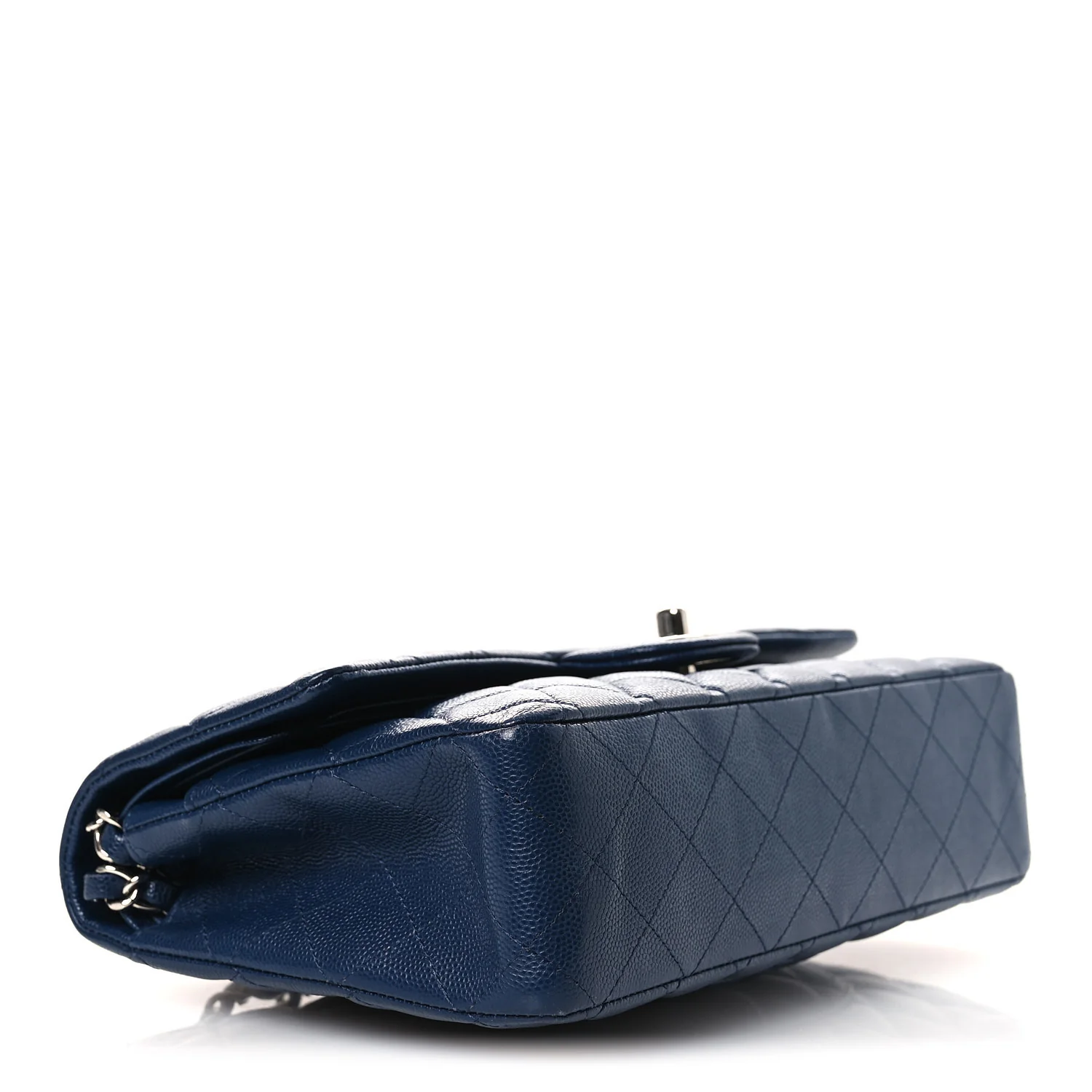 Caviar Quilted Medium Double Flap Navy