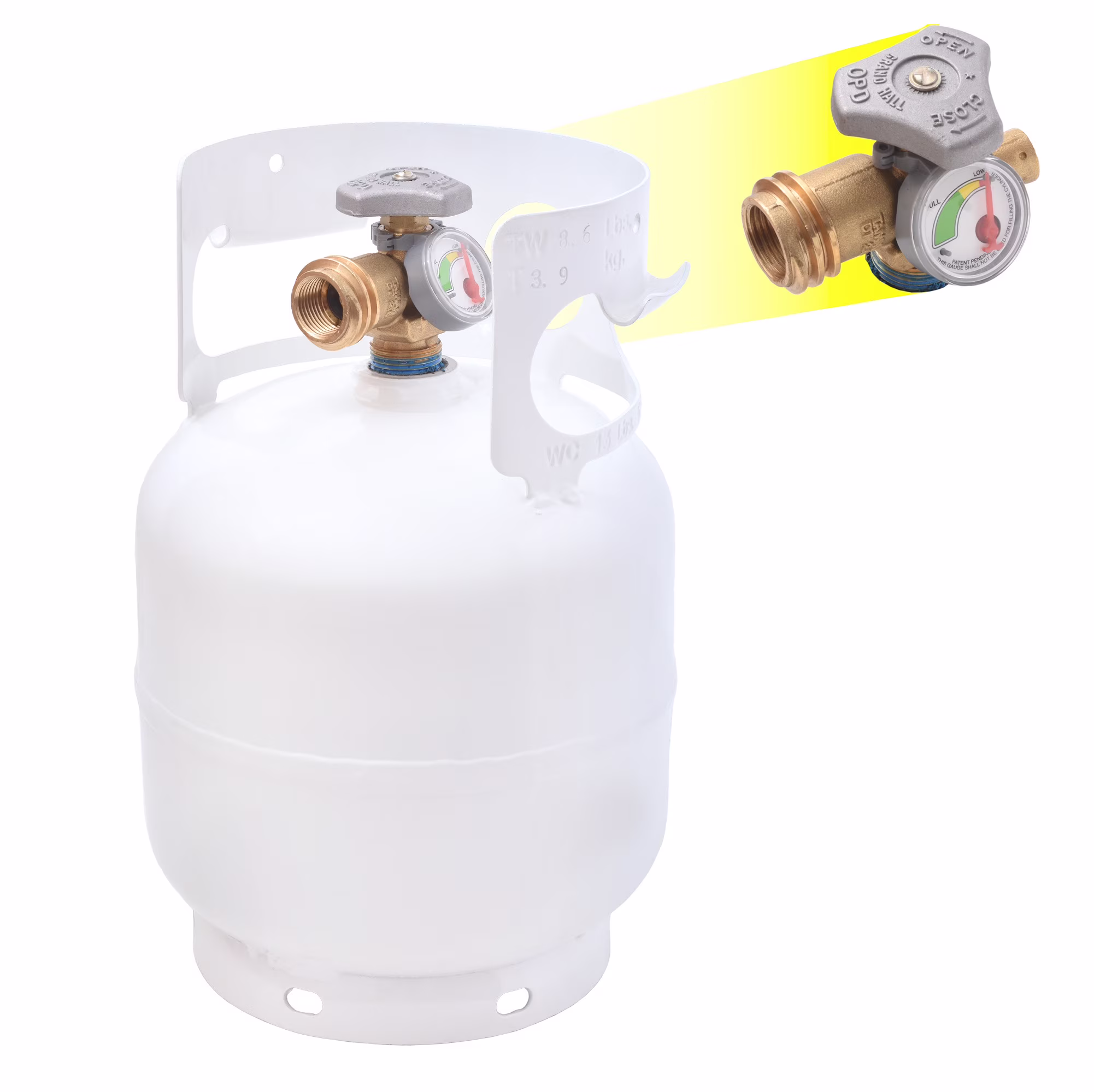 5LB Empty Propane Tank LP Cylinder with OPD Valve and Built-in Gauge, Great for Camping