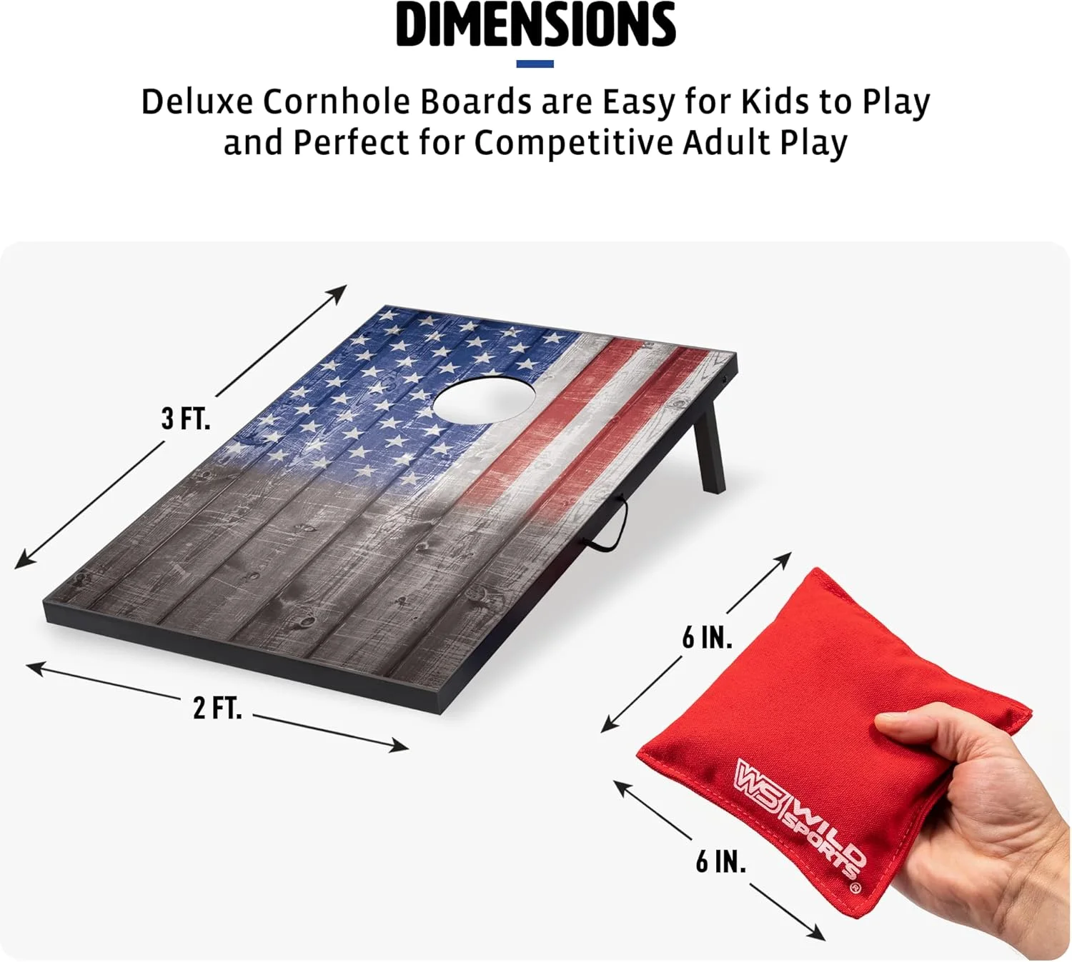 2'x3' Cornhole Outdoor Game Set, USA Flag or Natural Wood Options with Carry Bag Included - Image 4