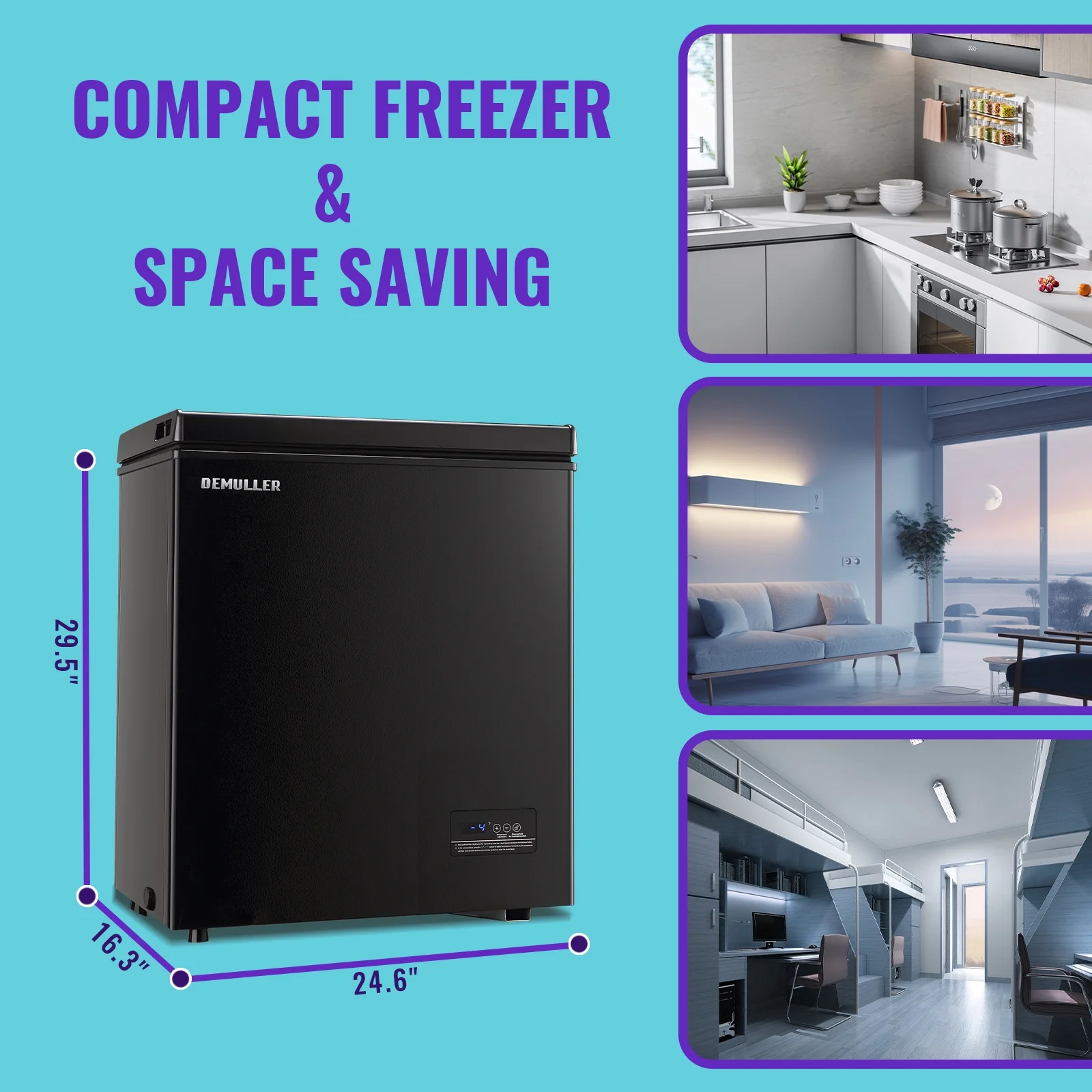 DEMULLER 4.0 Cu.ft Deep Freezer Top Open Door Compact Freezer with 2 Removable Storage Baskets Black