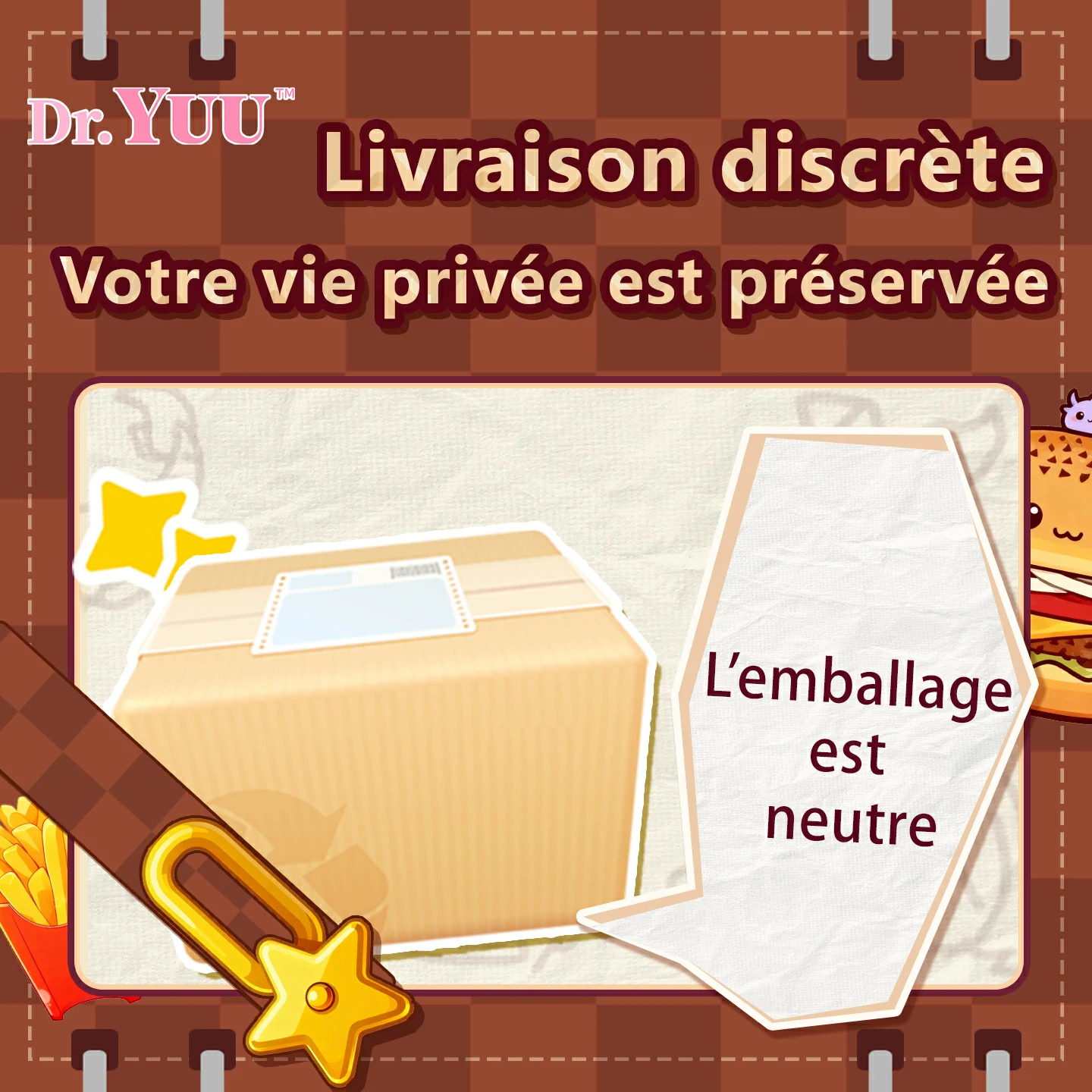 Colis en carton et emballage neutre pour une livraison discrète.