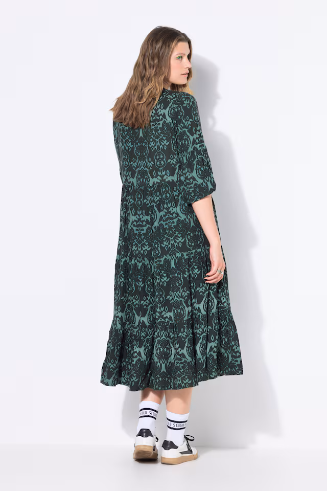 Two Color Print Viscose Dress
