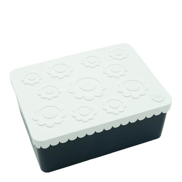 Matboks i plast treroms 7x14x19 cm Blomst hvit/marineblå