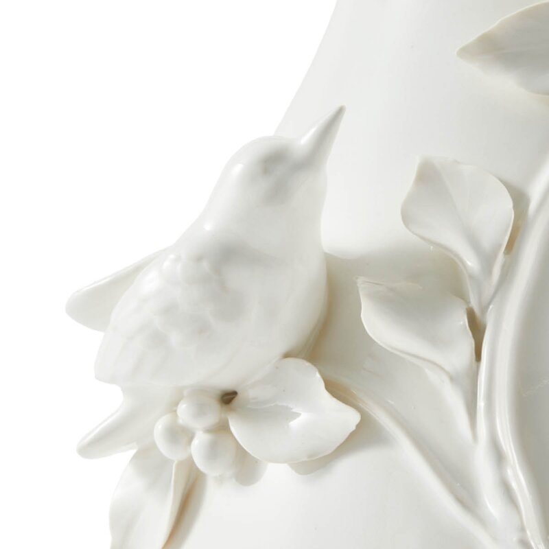 Rijks vase 60 cm 3D-fugler hvit