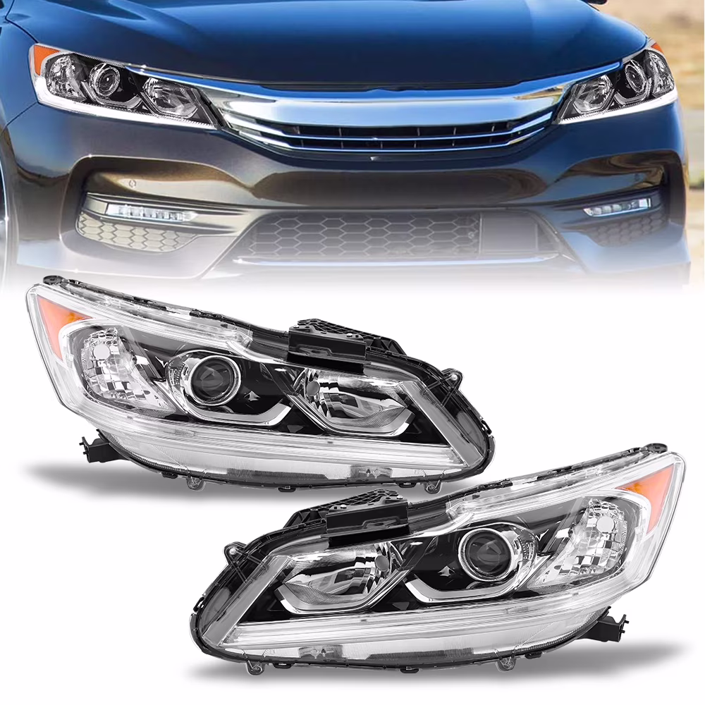 For 2016 - 2017 Honda Accord Sedan 4dr LED DRL Headlights Headlamp Factory Style