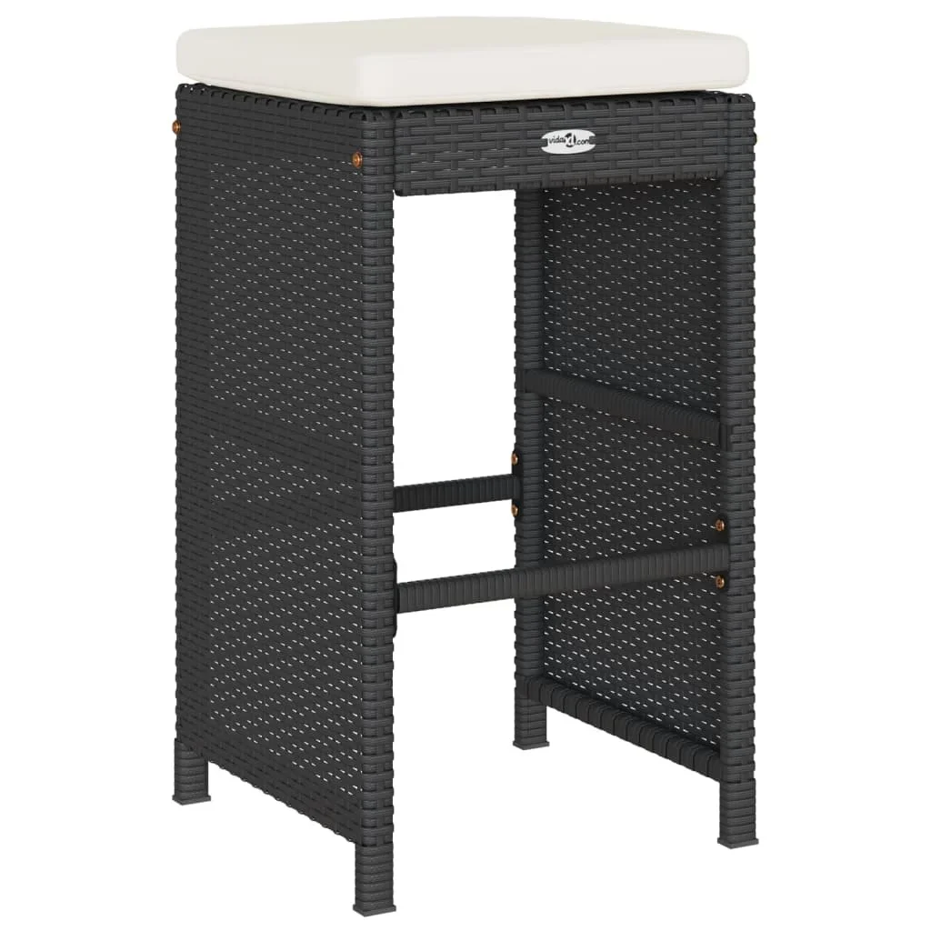 vidaXL Patio Bar Stools with Cushions Pub Chair Seating Poly Rattan garden