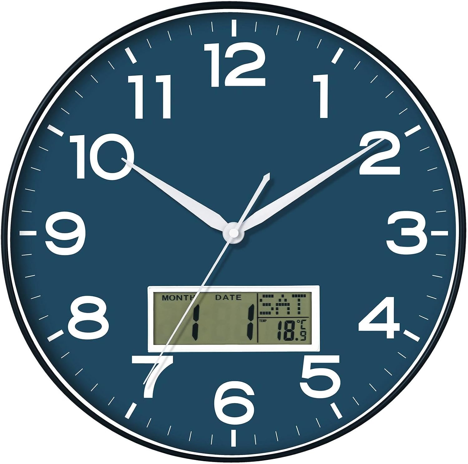 AKCISOT 10 Inch Wall Clock, Silent Battery Operated Analog Clock, Black |   Classroom |   Kitchen |   Office |   Easy to Read Numbers |   Garage