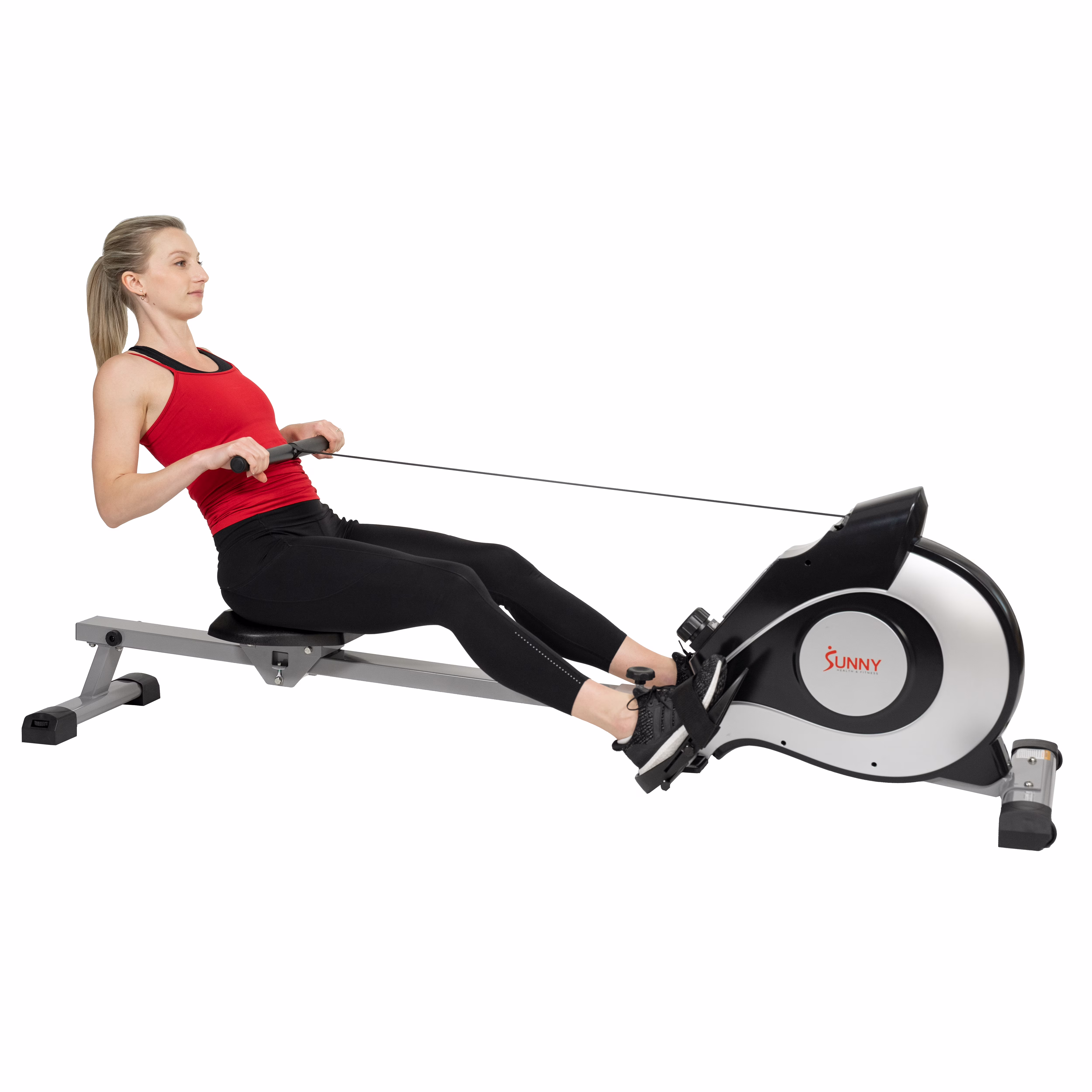 53.4" Extended Slide Rail Magnetic Rowing Machine Rower with Free SunnyFit App Membership SF-RW5515(Gray) - Image 5