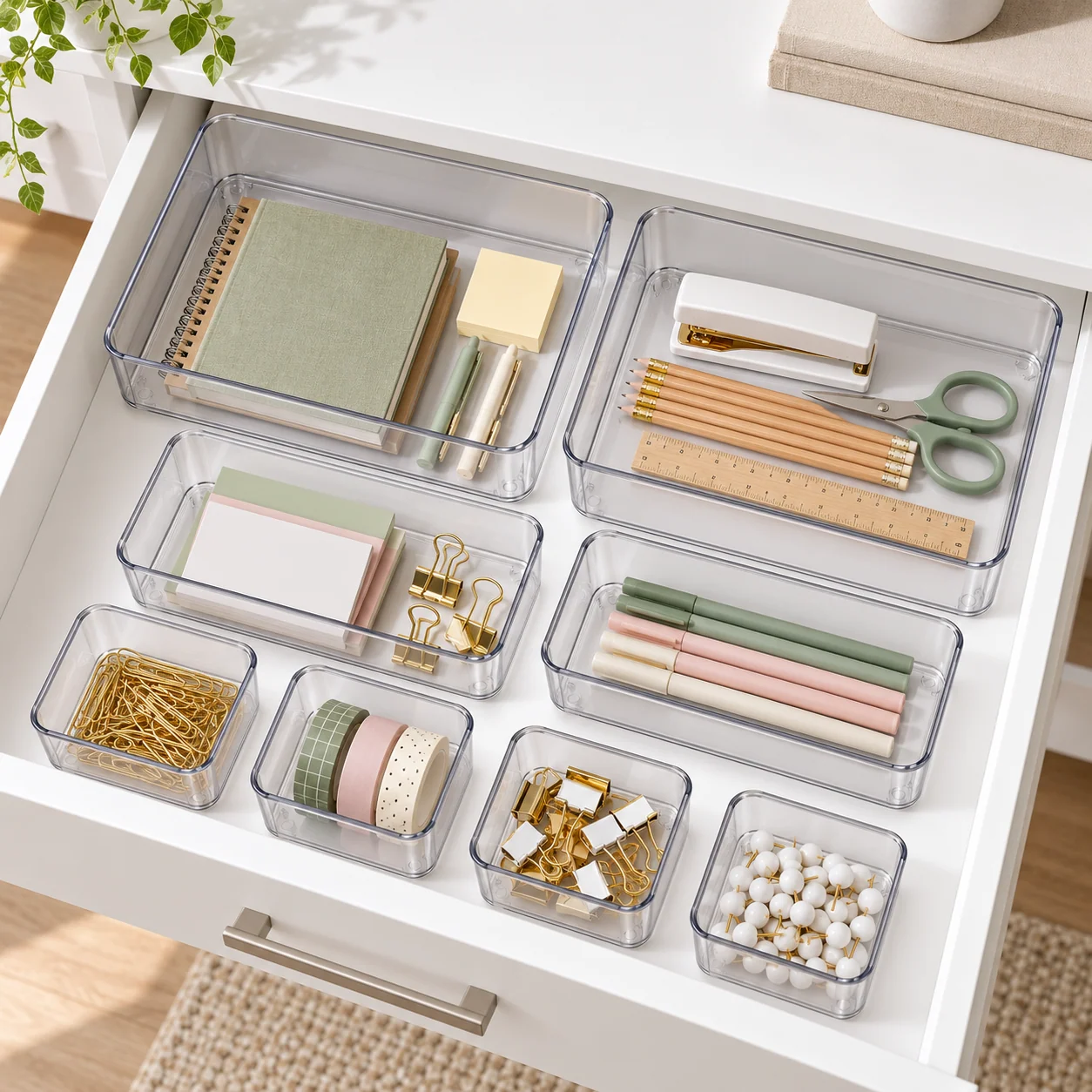 Clear Modular Drawer Organizer Trays, 8-Piece Set