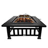 Wood Burning Fire Pits for Outside, 32 Square Iron Fire Pit Backyard Patio Garden Stove Wood Burning Fire Pit w/ BBQ Net, Waterprrof Cover, Mesh Screen Lid, Wood Grate, Poker, Durable Fire Pit