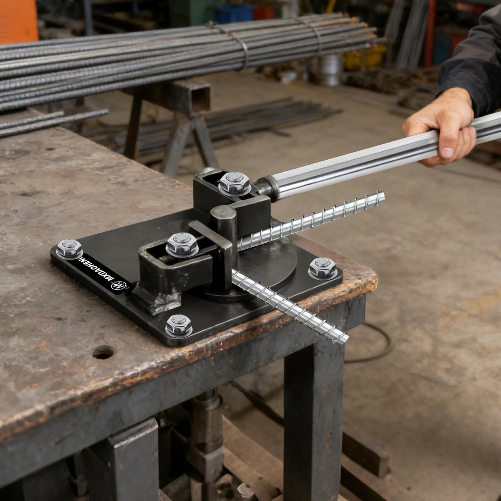 Manual Rebar Bender for 0.04''-0.55”(1-14mm) Steel Bar | Heavy Duty Metal Rod Bending Machine, 180 Degree Steel Bar Bender for Rebar, Iron, Copper, Aluminum & 304 Stainless Steel