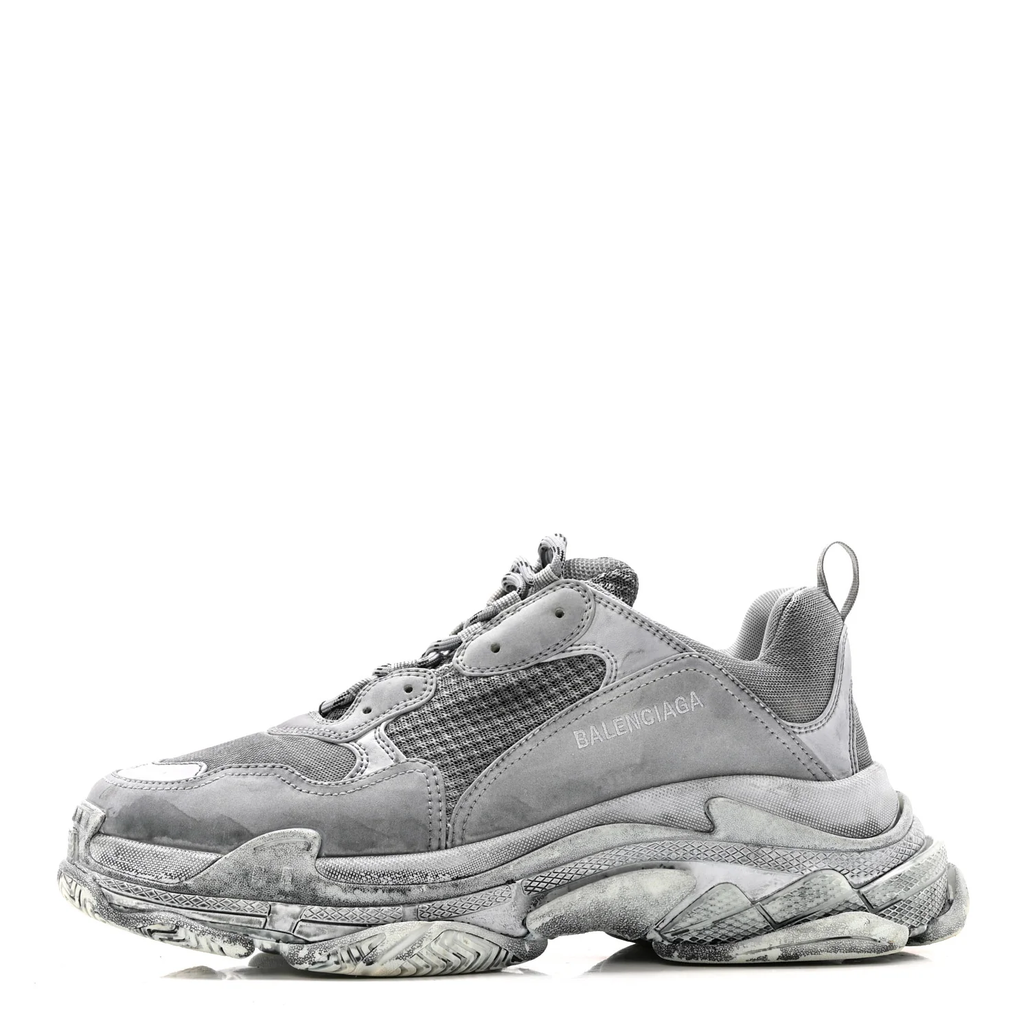 Fabric Mesh Dyed Mens Triple S Sneakers 45 Grey