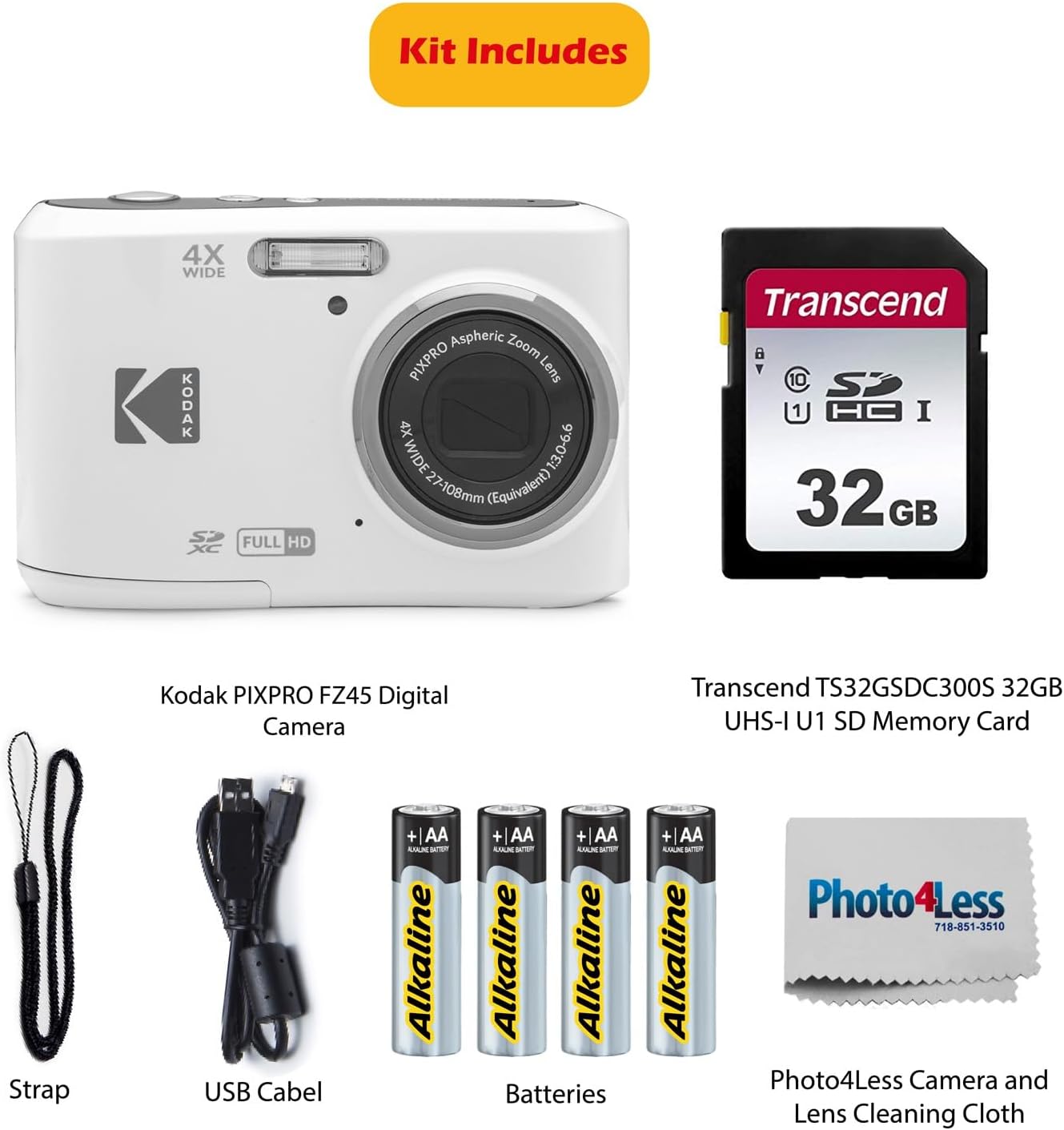 KODAK PIXPRO FZ45 16MP Digital Camera with 4X Optical Zoom 27mm Wide Angle and 2.7