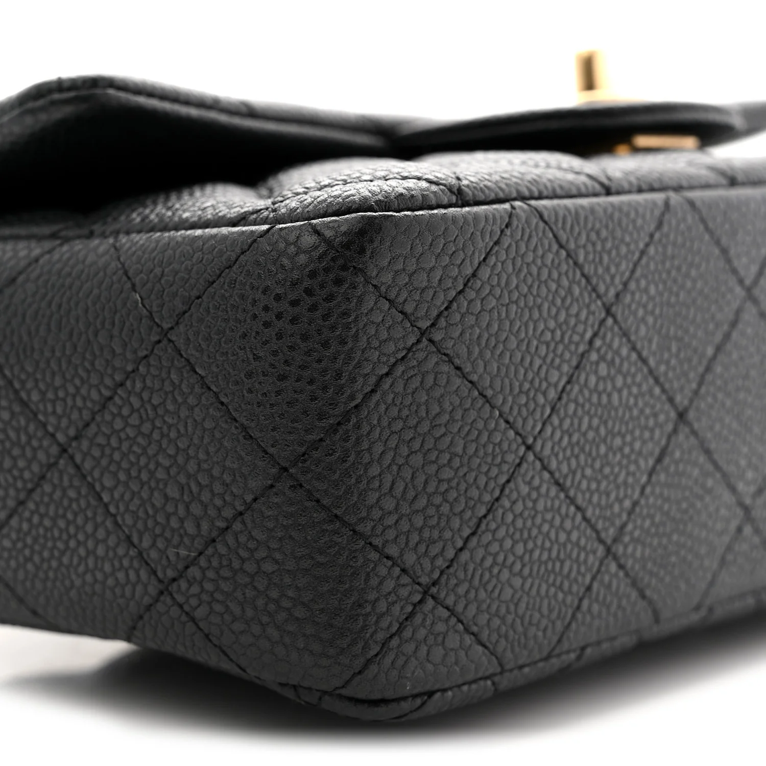 Metallic Caviar Quilted Mini Rectangular Flap Black