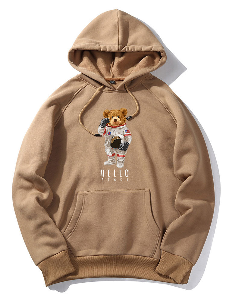 Sweat à capuche imprimé ours astronaute