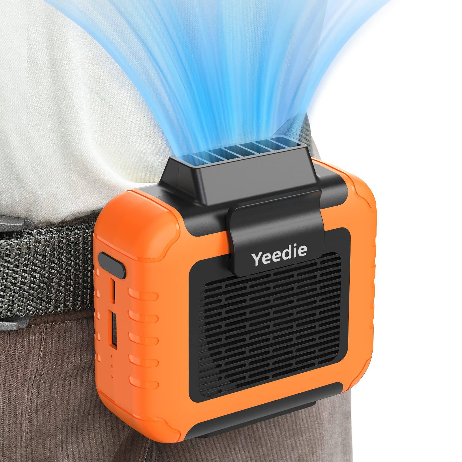 Yeedie 3-in-1 Portable Waist Clip Fan, 6000mAh Personal Rechargeable Neck Fan Up to 16H, Strong Airflow, 3 Speed, Hand Free Battery Operated Belt &