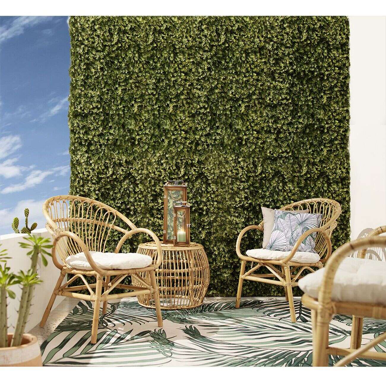 Mur végétal 4 carreaux cyprès artificiel vert