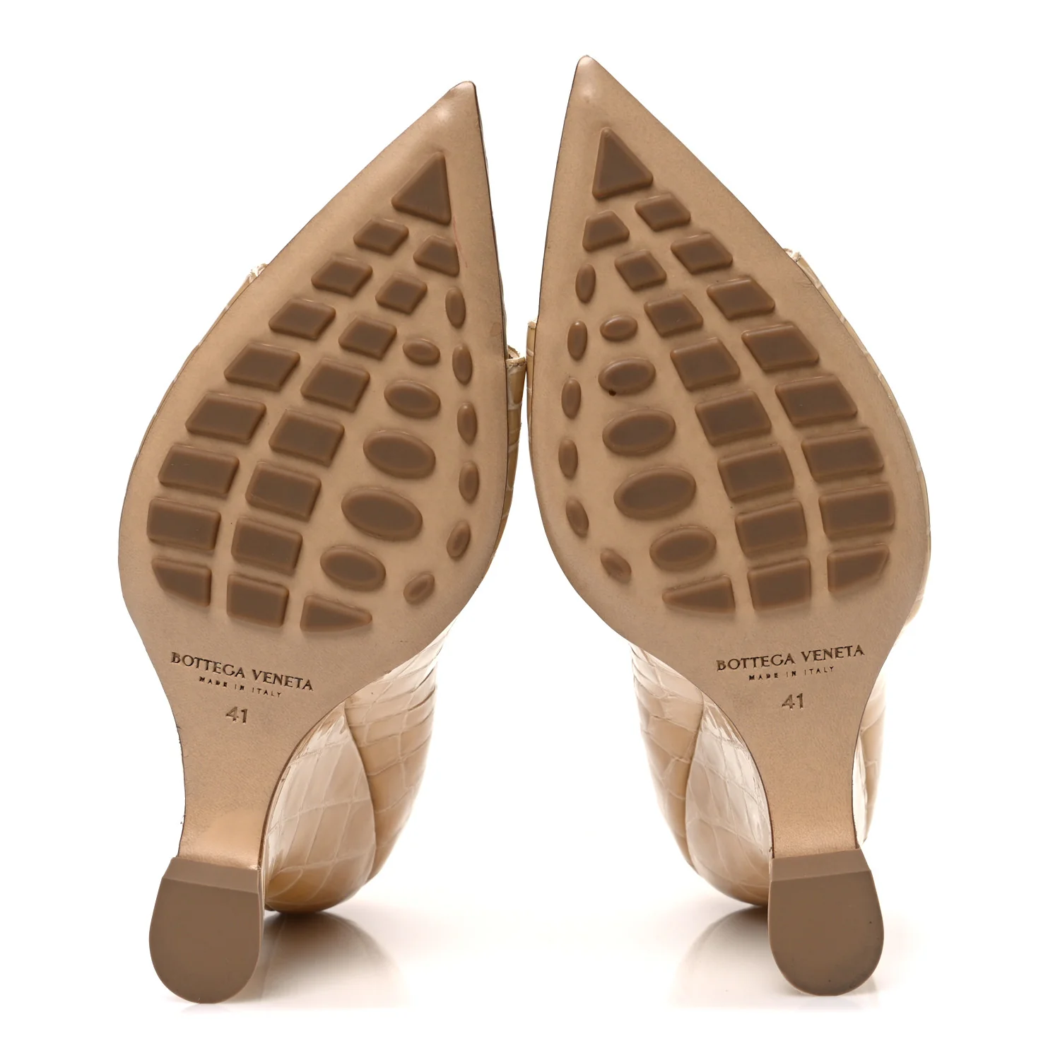Gloss Calfskin Crocodile Embossed Punta Wedge Heel Sandals 41 Praline