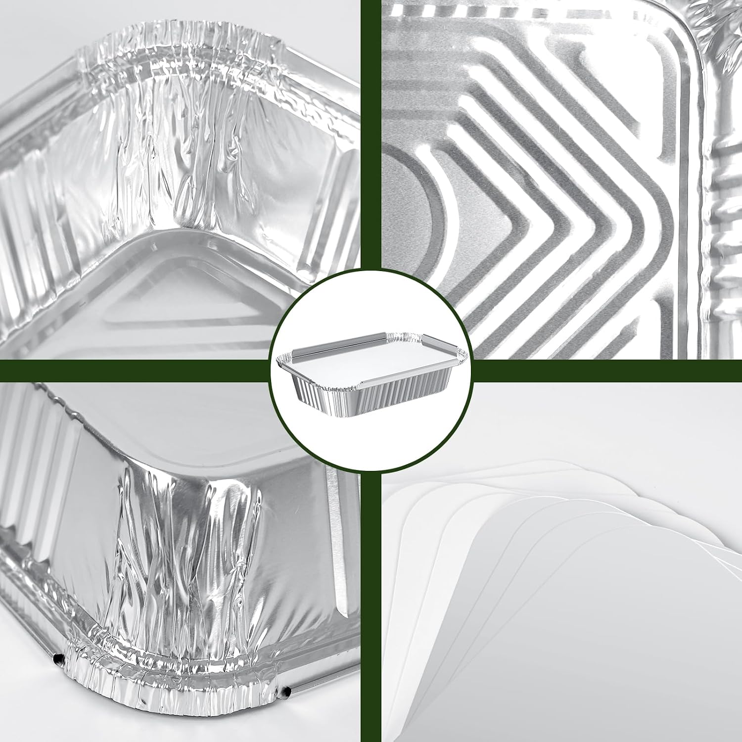 Notwoe® 30 Pack Disposable Aluminum Pans With Lids, 10x7.5 And 7.3x5.3 Square 6.9x4.3 Square Combo Set, Disposable Baking and Cake Pan(30 Pack with Lids)