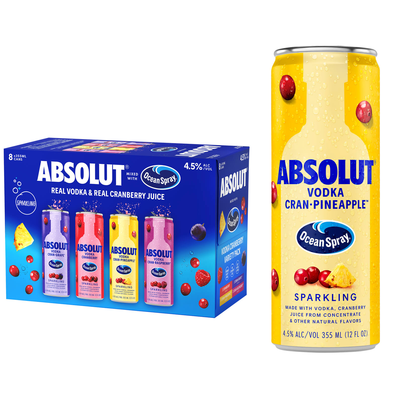Absolut Ocean Spray Variety Pack 355ml