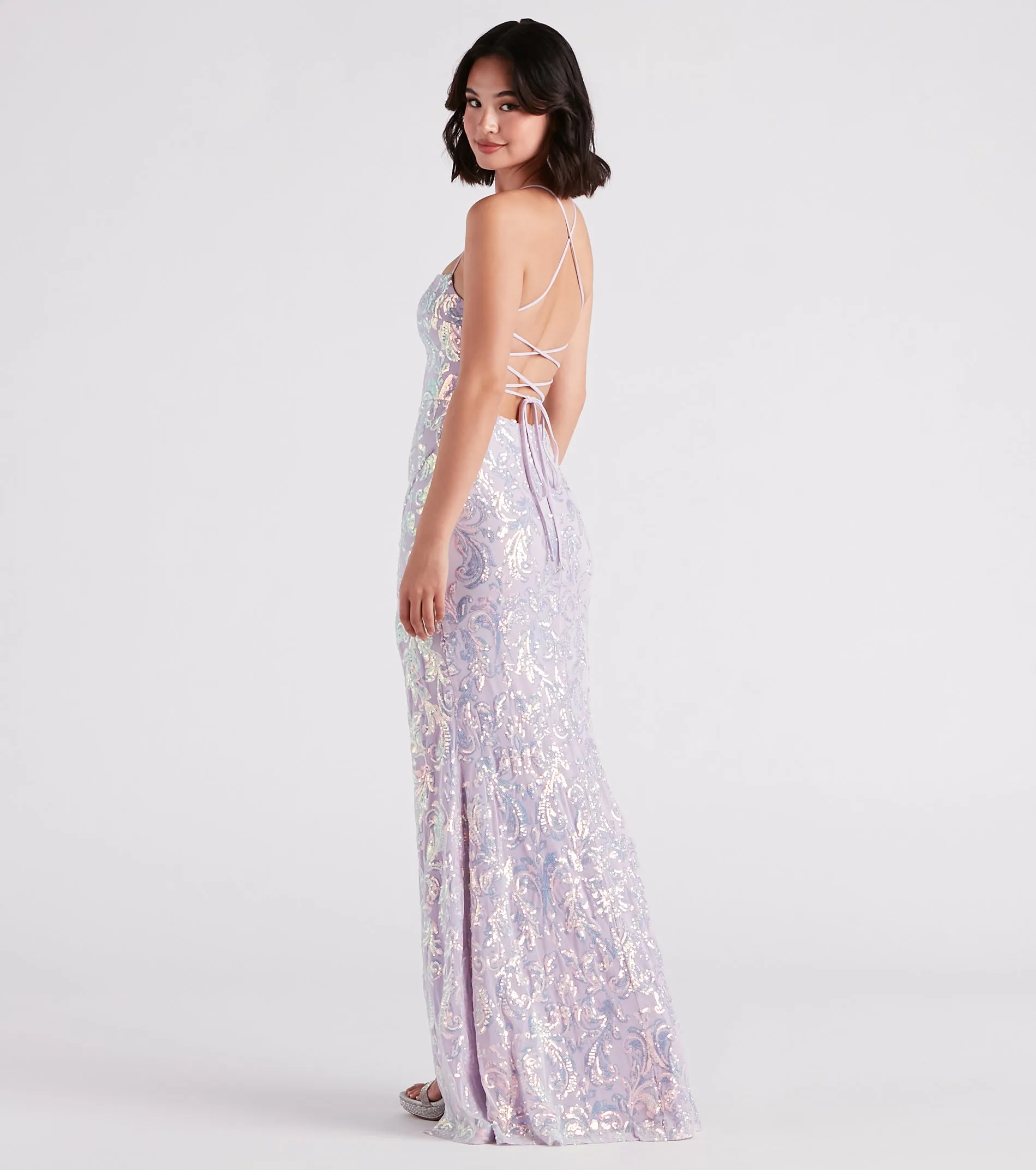 Edlyn Sequin Laceup Mermaid Formal Dress