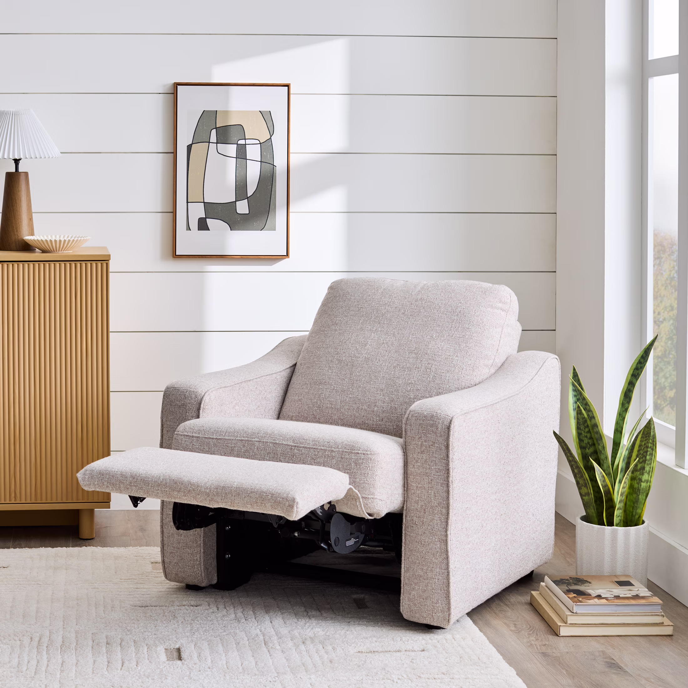 Better Homes & Gardens Allen Push-Button Power Recliner Chair, Cocoa Faux Leather