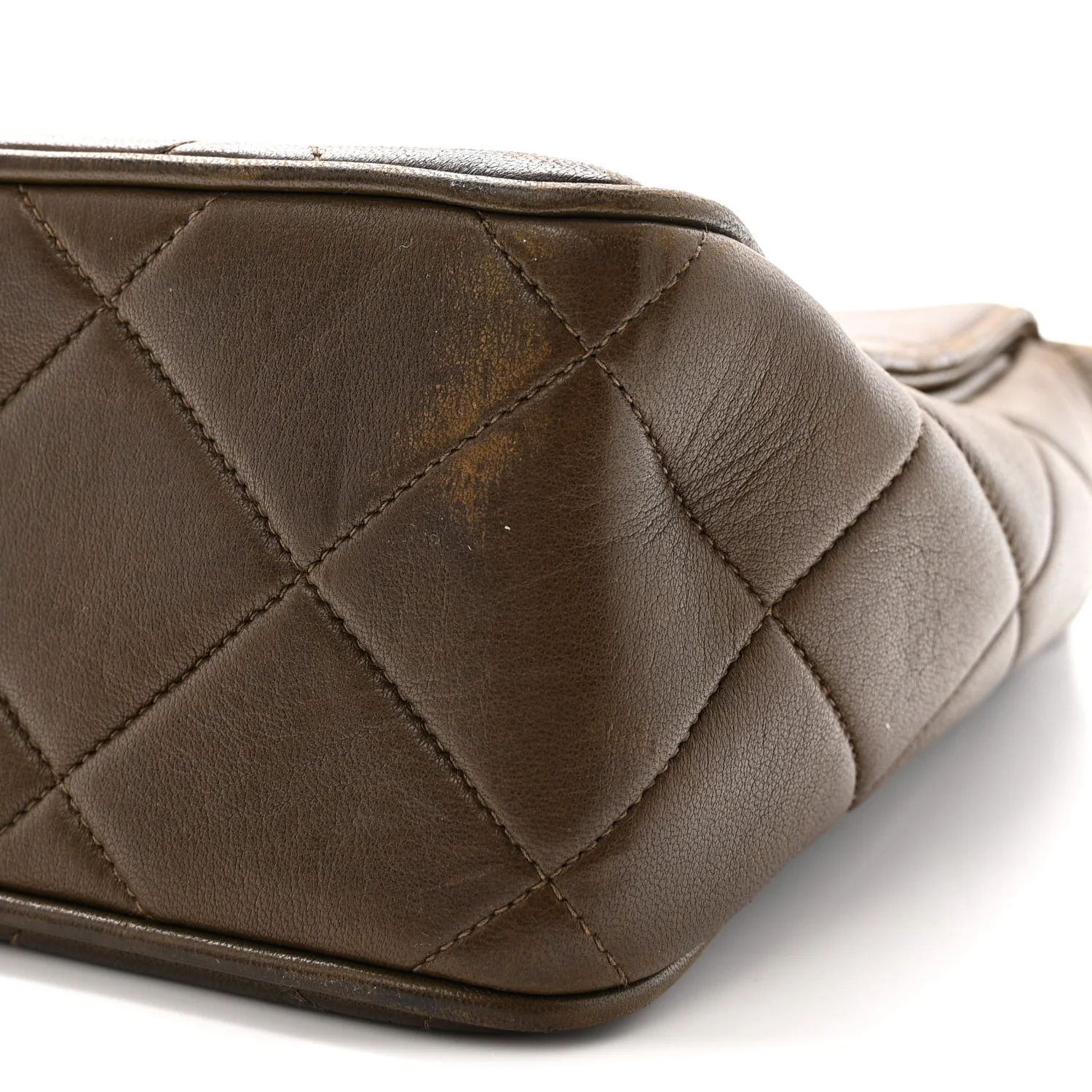 Lambskin Quilted CC Single Flap Shoulder Bag Brown