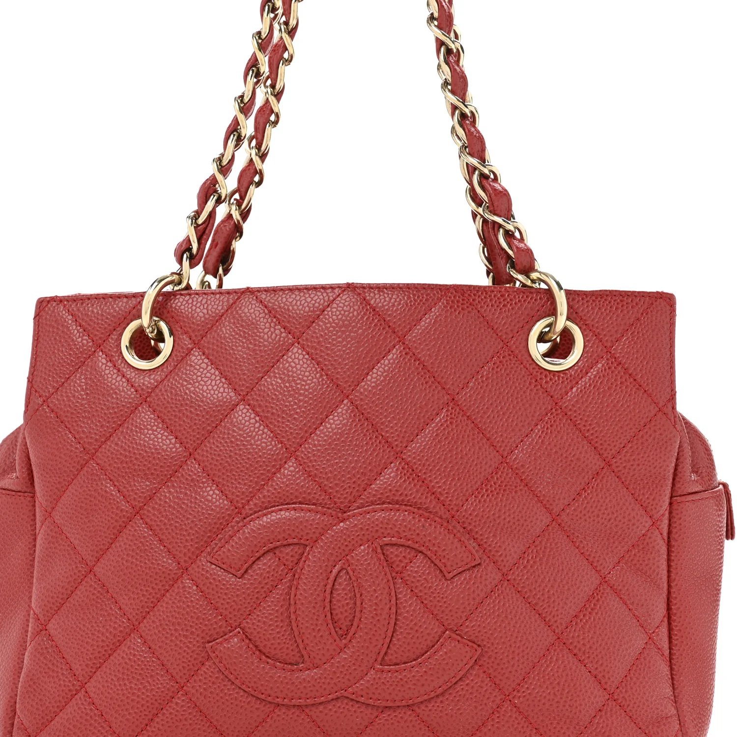 Caviar Quilted Petit Timeless Shopping Tote PTT Red