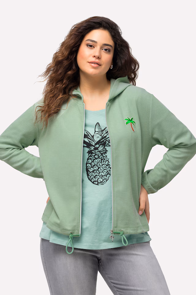Drawstring Hem Zip-Up Hoodie